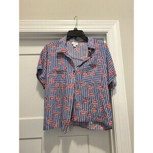 Lularoe Amy Women’s Button Up Shirt Size Small USA Patriotic Military Stars